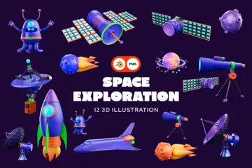 Exploração espacial Pacote de Icon 3D