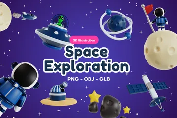 Exploração espacial Pacote de Icon 3D