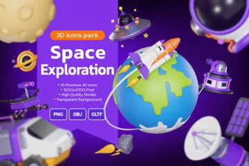 Exploração espacial Pacote de Icon 3D