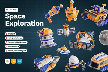 Exploração espacial Pacote de Icon 3D