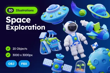 Exploração espacial 3D Icon Pack