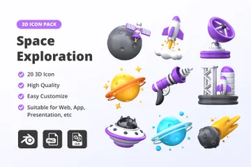 Exploration de l'espace Pack 3D Icon