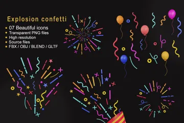 Explosion Confetti 3D Icon Pack