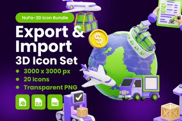 EXPORT & IMPORT 3D Icon Pack