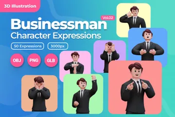 Expresiones de empresario Vol 2 Paquete de Illustration 3D