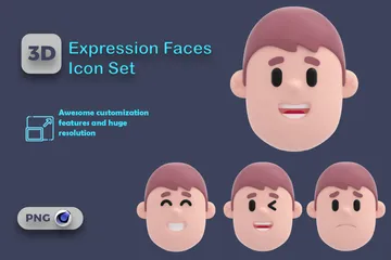 Expression Faces 3D Illustration Pack