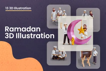 Família Muçulmana Pacote de Illustration 3D