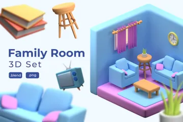 Familienzimmer im Haus 3D Icon Pack