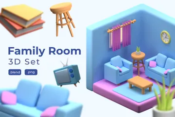 家庭内のファミリールーム 3D Iconパック