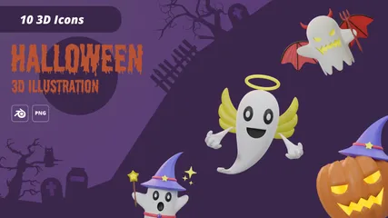 Fantasma de halloween Paquete de Icon 3D