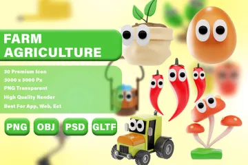 Farm And Agriculture 3D Icon Pack