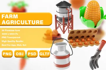 Farm And Agriculture 3D Icon Pack