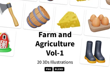 農場と農業 Vol-1 3D Iconパック