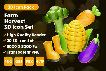 Farm Harvest & Agriculture 3D Icon Pack