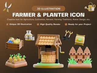 Farmer And Planter 3D Icon Pack