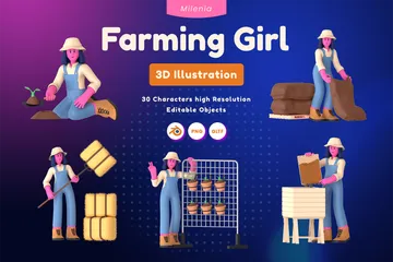 Farmer Female 3D Illustration Pack
