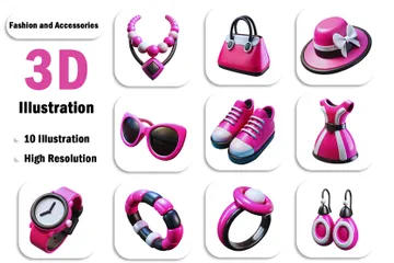 Fashion And Accessories 3D Icon Pack
