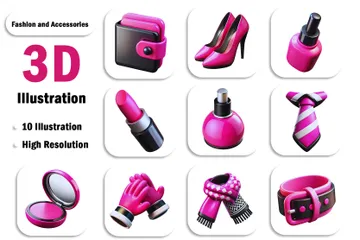 Fashion And Accessories 3D Icon Pack