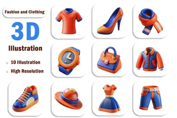 ファッションと衣類 3D Iconパック