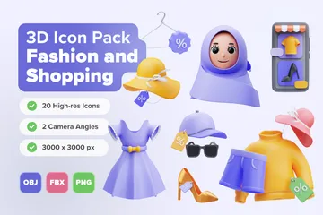 Fashion & Shopping 3D Icon Pack