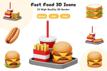Comida rápida Pacote de Icon 3D