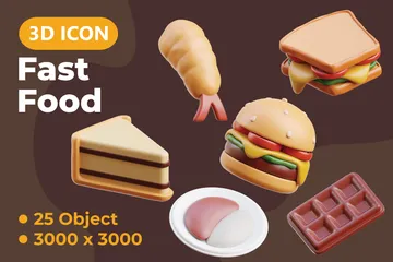 Comida rápida Pacote de Icon 3D