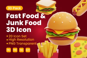 Fast Food And Junk Food 3D Icon Pack