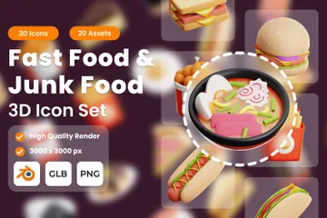 Fast Food & Junk Food 3D Icon Pack