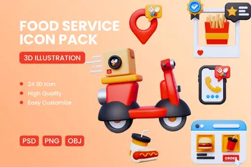 Fast Food Service 3D Icon Pack