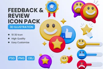 Feedback-Bewertung 3D Icon Pack