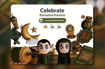 Feiern Sie Ramadan Kareem 3D Icon Pack