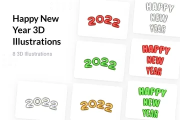 Feliz Ano Novo Pacote de Illustration 3D