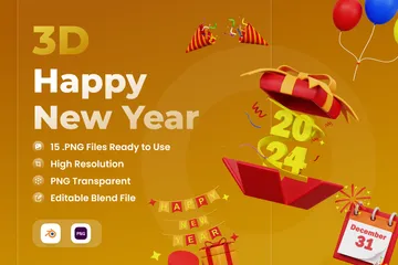 Feliz Ano Novo Pacote de Icon 3D