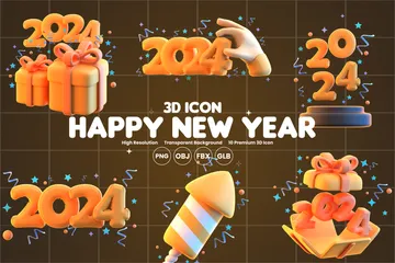 Feliz año nuevo Paquete de Icon 3D