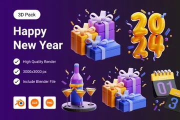 Feliz año nuevo Paquete de Icon 3D