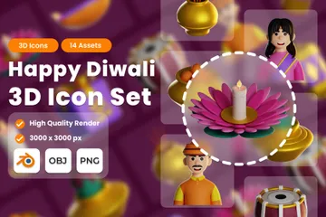 Feliz Diwali Pacote de Icon 3D