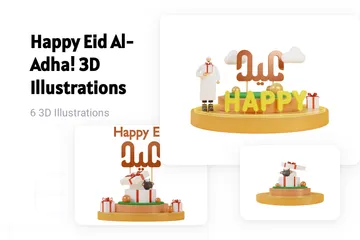 Feliz Eid Al-Adha Pacote de Illustration 3D