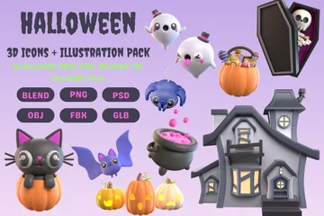 Feliz Halloween Paquete de Icon 3D