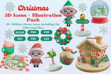 Feliz navidad Ilustración 3D Pack