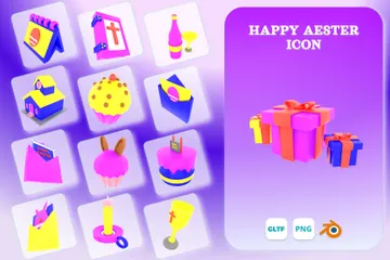 Feliz Páscoa Pacote de Icon 3D