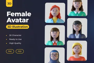 Female Avatar 3D Icon Pack