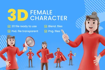 Female Character 3D Illustration Pack