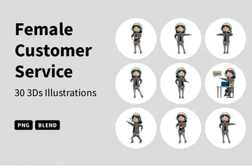 Female Customer Service 3D Illustration Pack