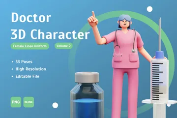 Female Doctor Character Volume 2 3D Illustration Pack