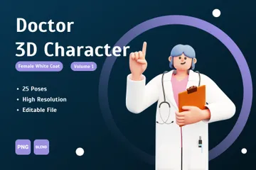 Female Doctor With White Coat Volume 1 3D Illustration Pack
