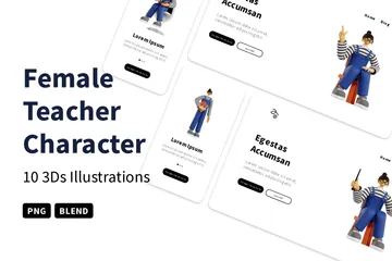 Female Teacher Character 3D Illustration Pack
