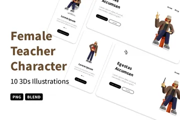 Female Teacher Character 3D Illustration Pack