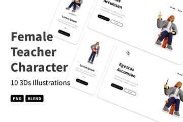 Female Teacher Character 3D Illustration Pack