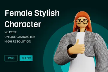 Feminino elegante 3D Illustration Pack