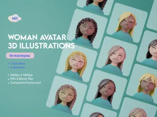 Pack d'illustrations 3D d'avatar de femme Pack 3D Icon